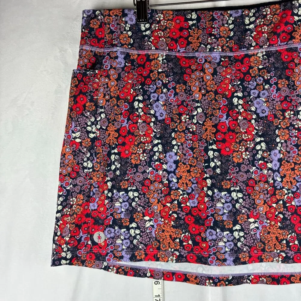Smartwool Active Lined Skirt Skort Womens Large Floral Print Sporty Hiking Trail